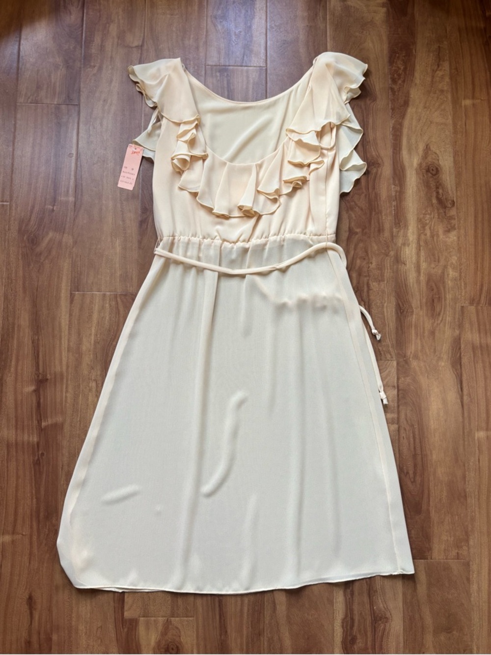 Vintage Soft Feminine Yellow Ruffle-Sleeve Midi Dress, Deadstock, BNWT, Sz Small - Picture 13 of 13